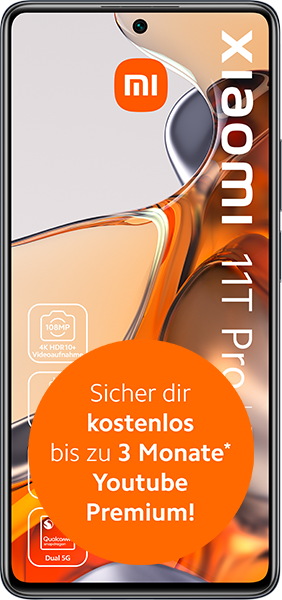 handyvertrag.de LTE All 1 GB + Xiaomi 11T Pro 5G Meteorite Gray - 19,99 EUR monatlich
