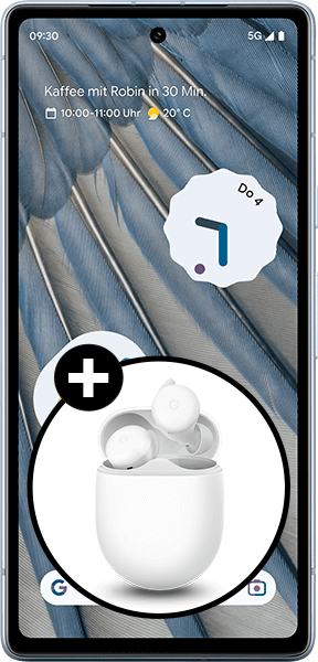 Google Pixel 7a Sea + Google Pixel Buds A Clearly White